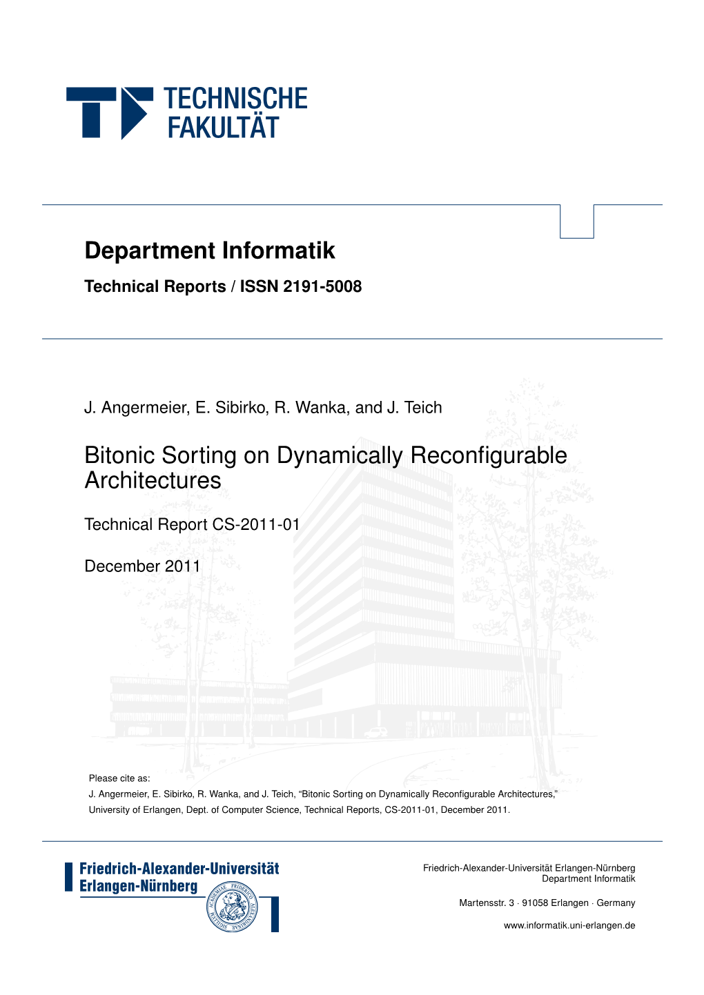 Bitonic Sorting on Dynamically Reconfigurable Architectures