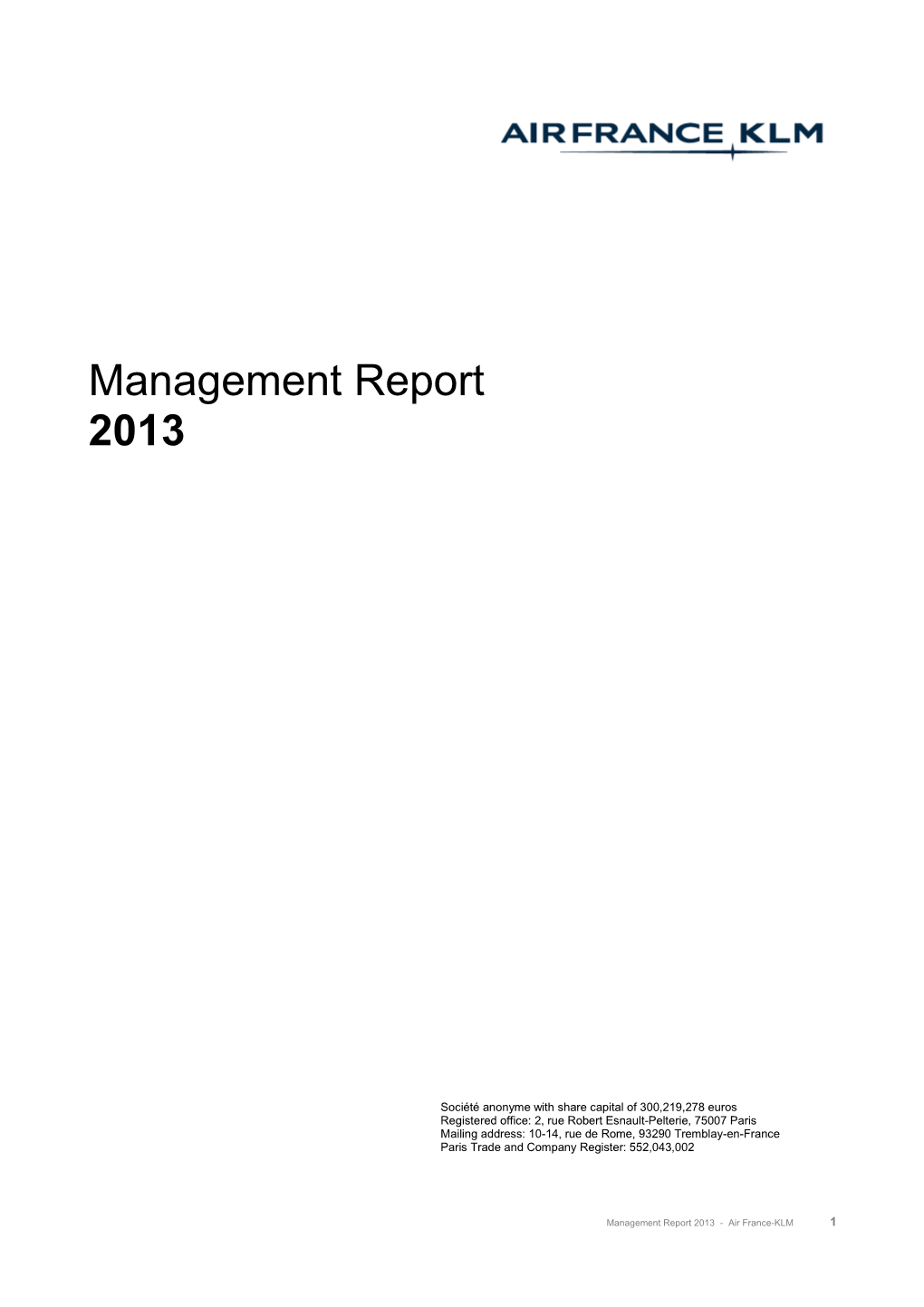 Management Report 2013 - Air France-KLM 1