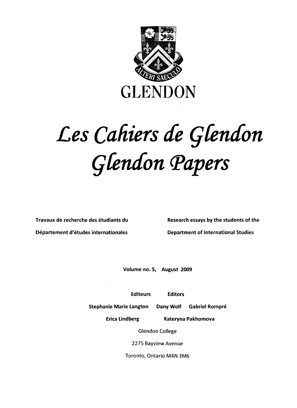 Les C&Hiers De Qlendon (Papers