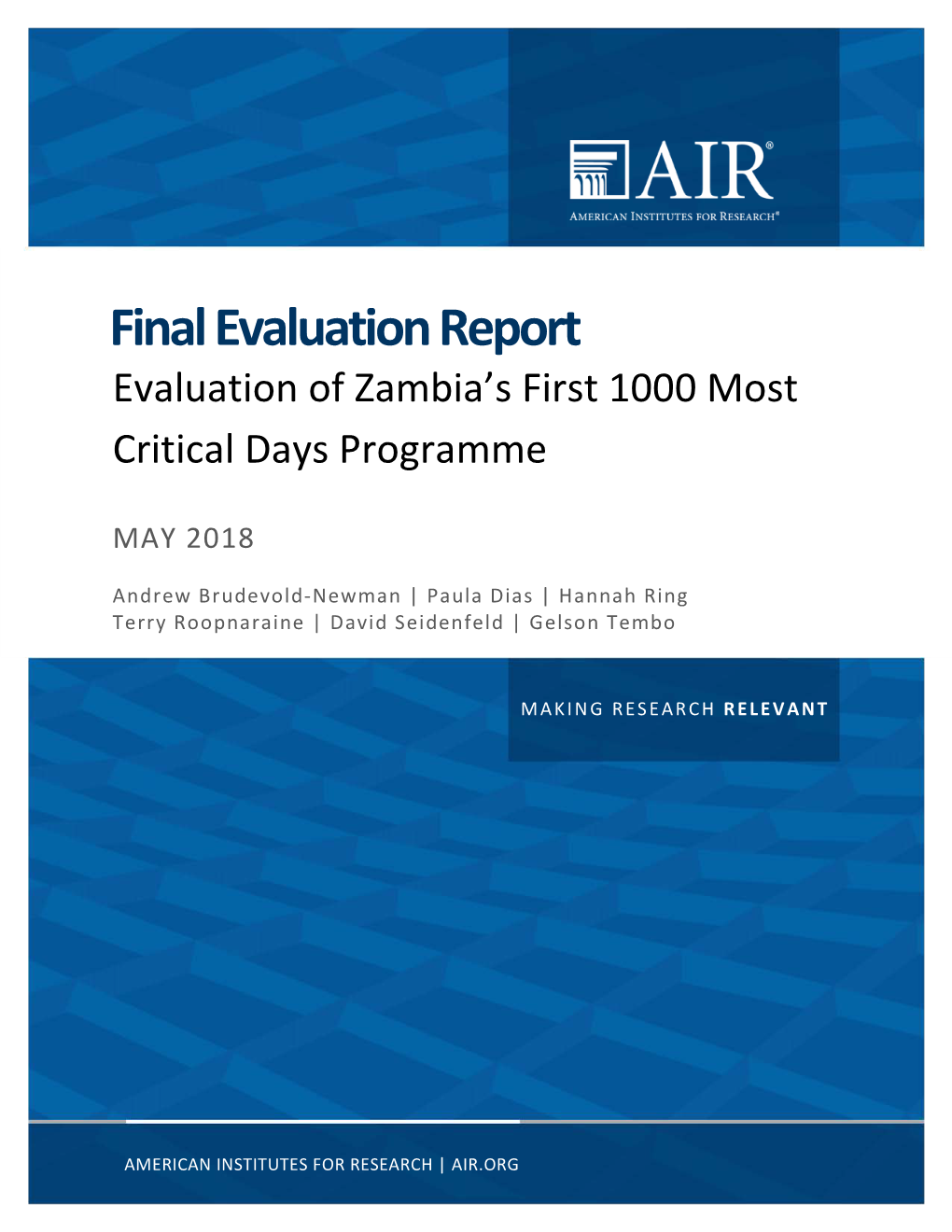 Evaluation of Zambia's First 1000 Most Critical Days Program