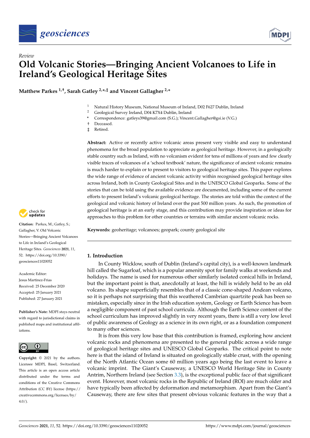 Old Volcanic Stories—Bringing Ancient Volcanoes to Life in Ireland’S Geological Heritage Sites