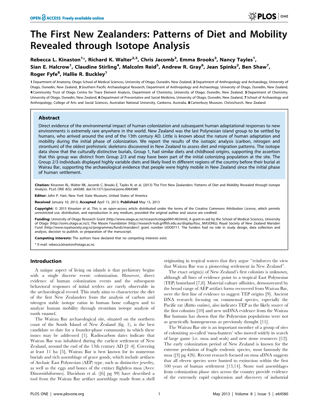 Patterns of Diet and Mobility Revealed Through Isotope Analysis