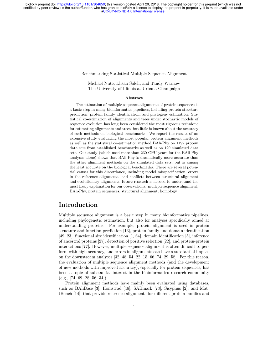 Benchmarking Statistical Multiple Sequence Alignment