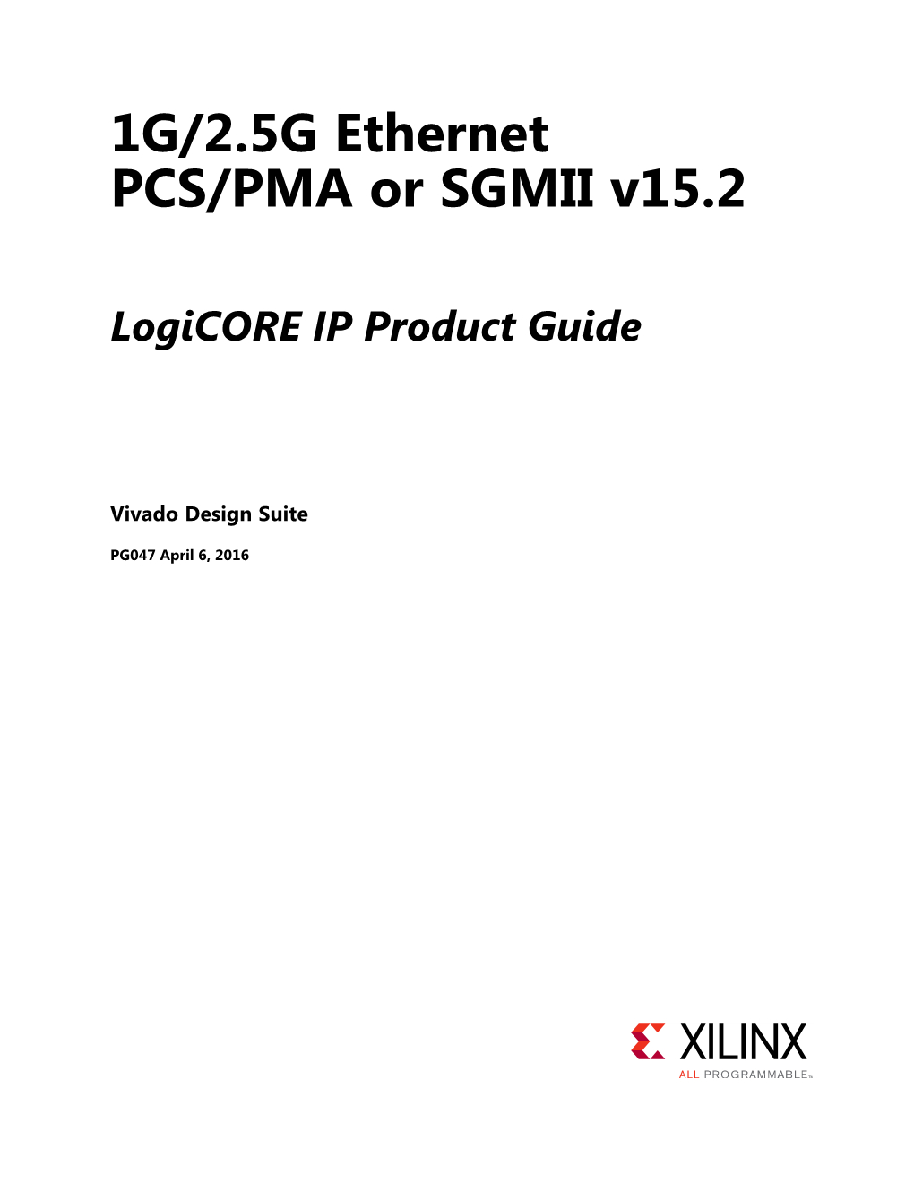 1G/2.5G Ethernet PCS/PMA Or SGMII V15.2