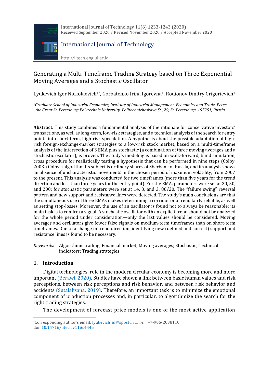 Generating a Multi-Timeframe Trading Strategy Based on Three Exponential Moving Averages and a Stochastic Oscillator