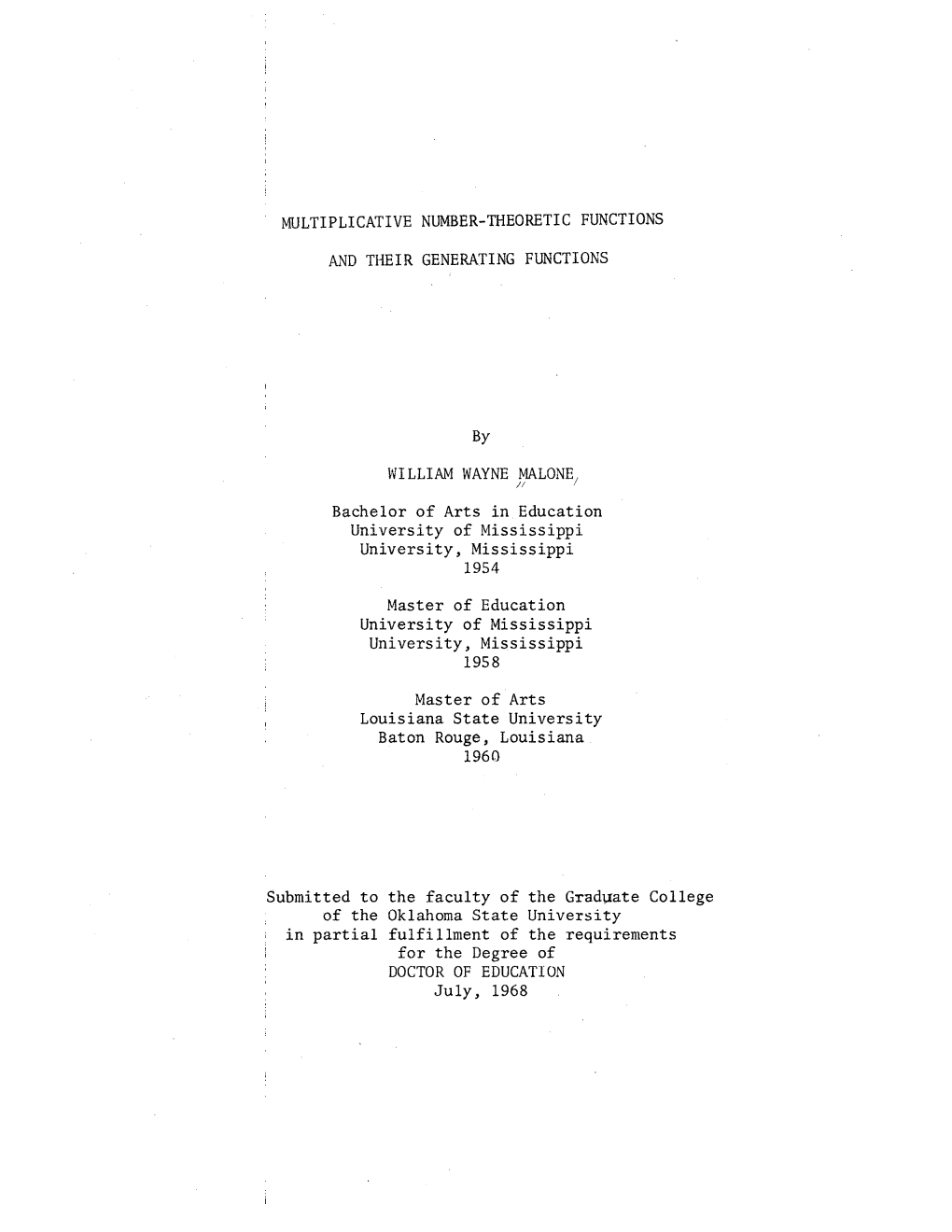 Multiplicative Number-Theoretic Functions