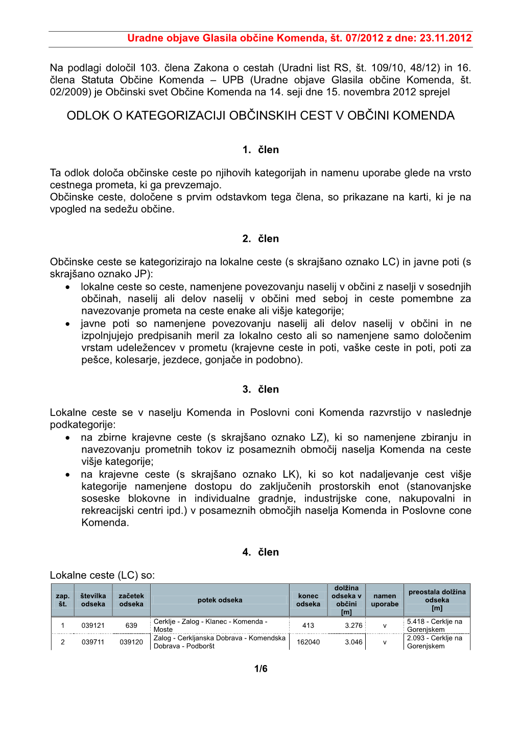 Odlok O Programu Opremljanja O3-Gramoznica