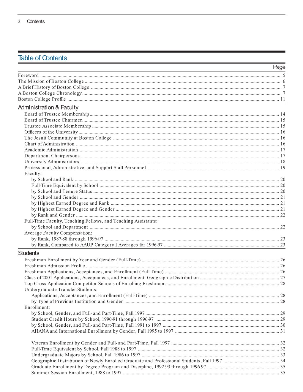 Table of Contents Page Foreword