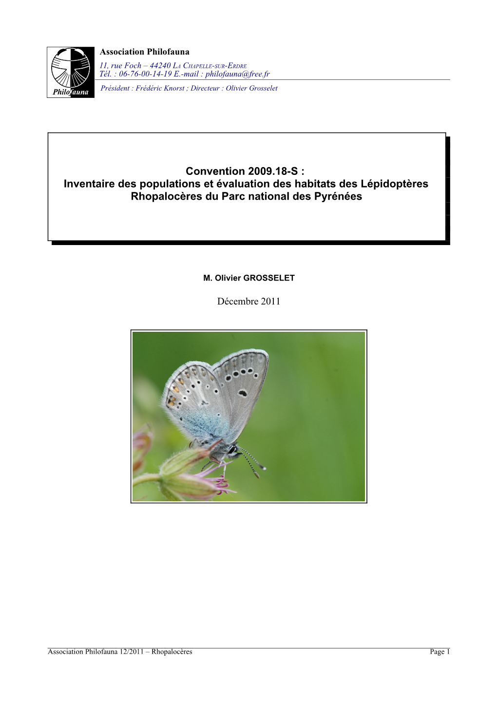 Inventaire Des Populations Et Évaluation Des Habitats Des Lépidoptères Rhopalocères Du Parc National Des Pyrénées
