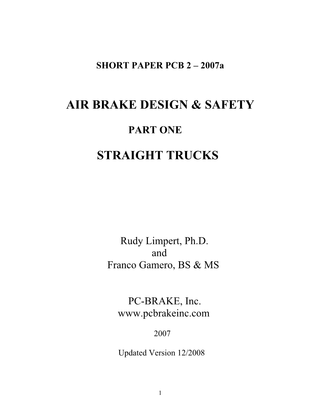 Air Brake Design & Safety Straight Trucks