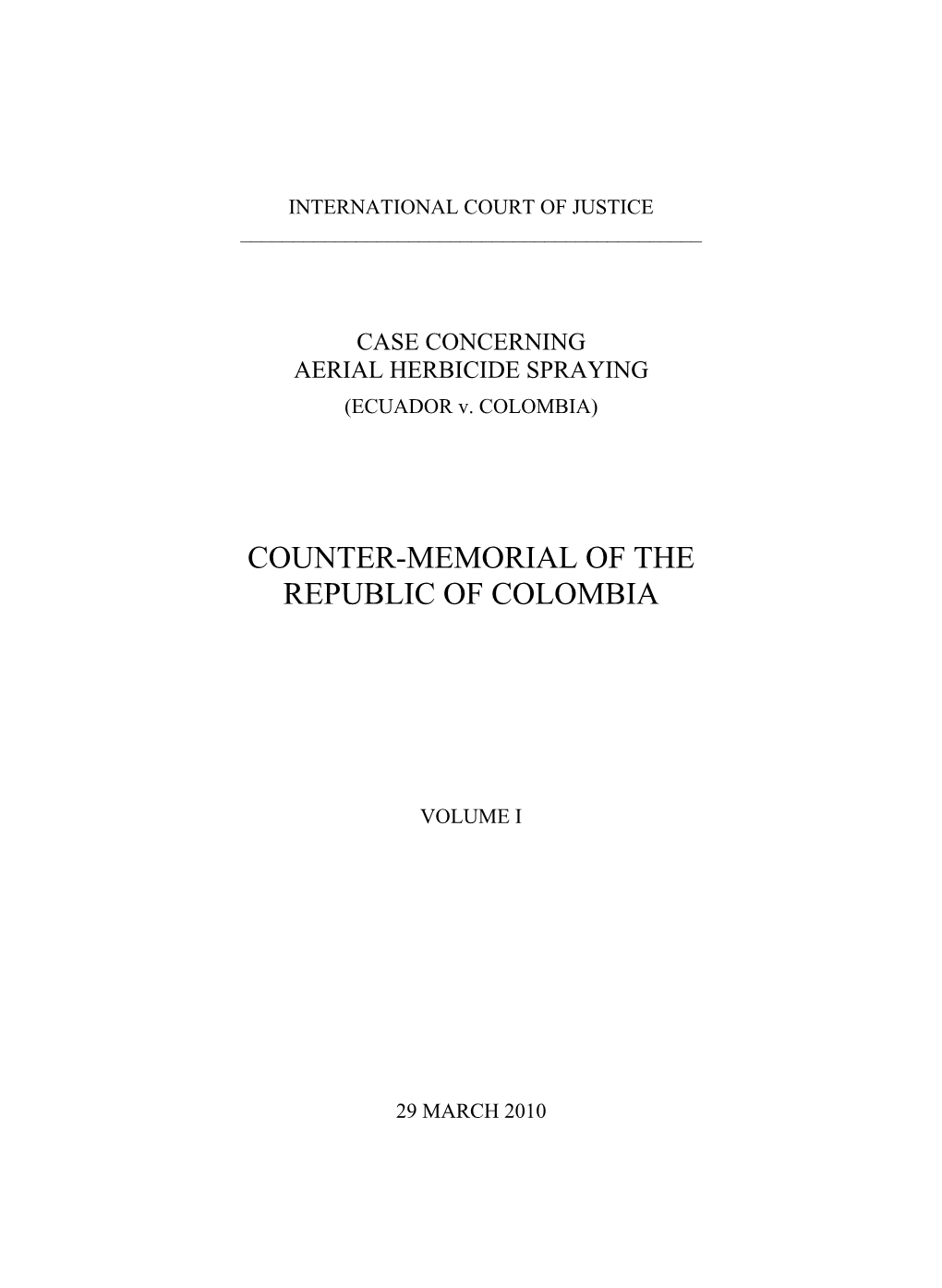 Counter-Memorial of the Republic of Colombia