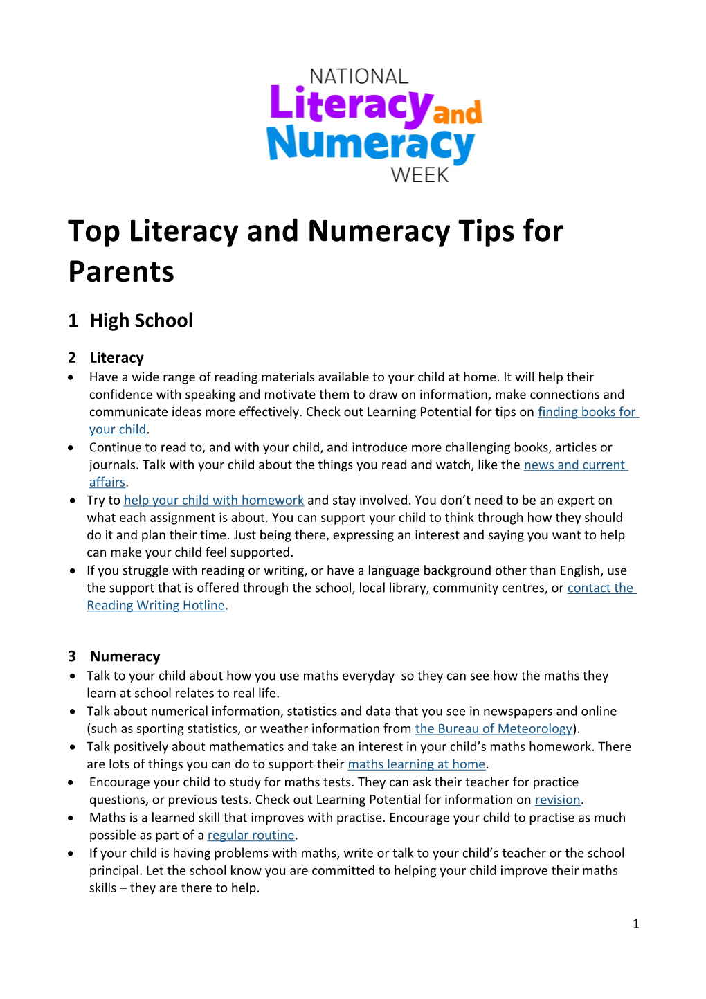 Top Literacy and Numeracy Tips for Parents