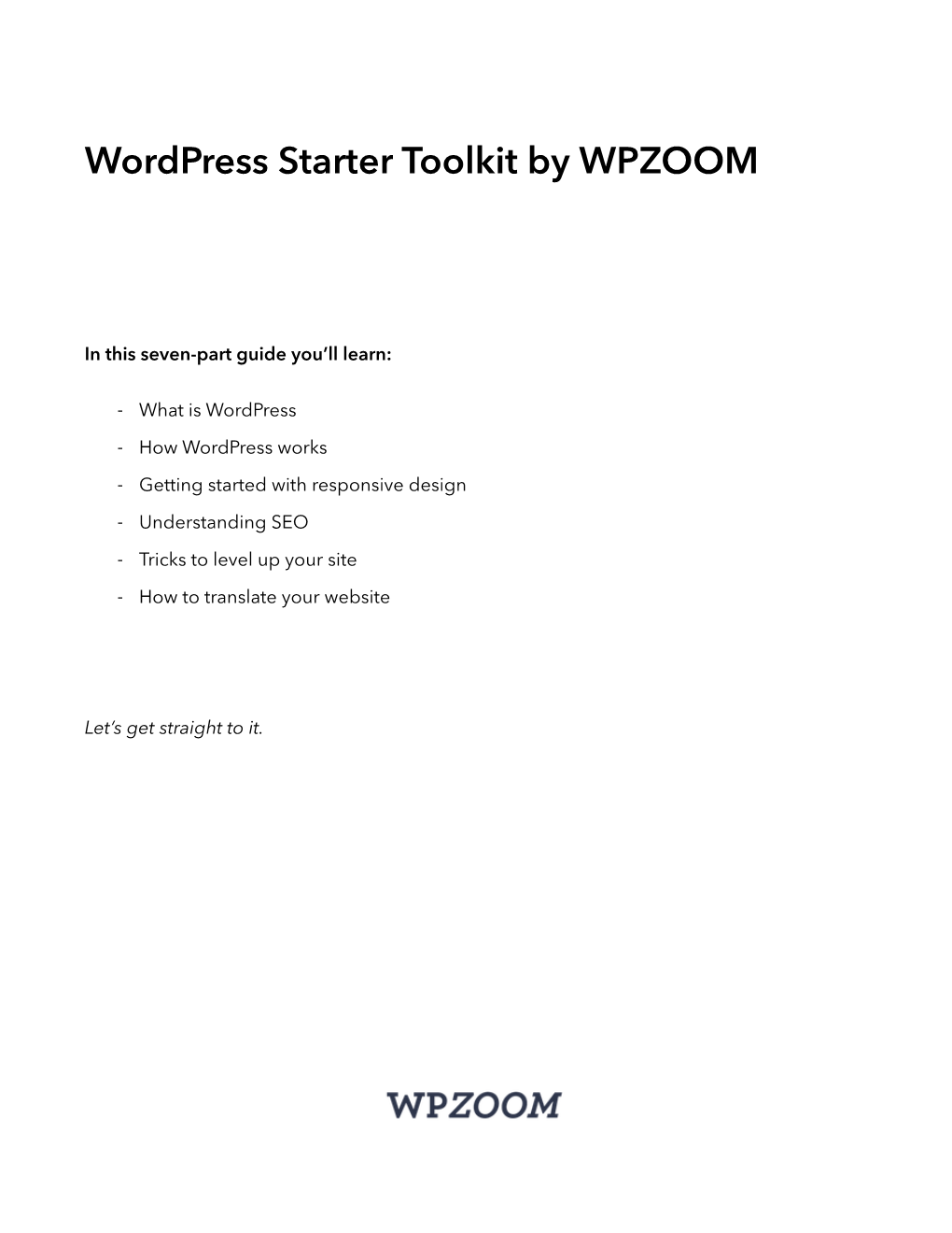 Wordpress Starter Toolkit by WPZOOM.Pages