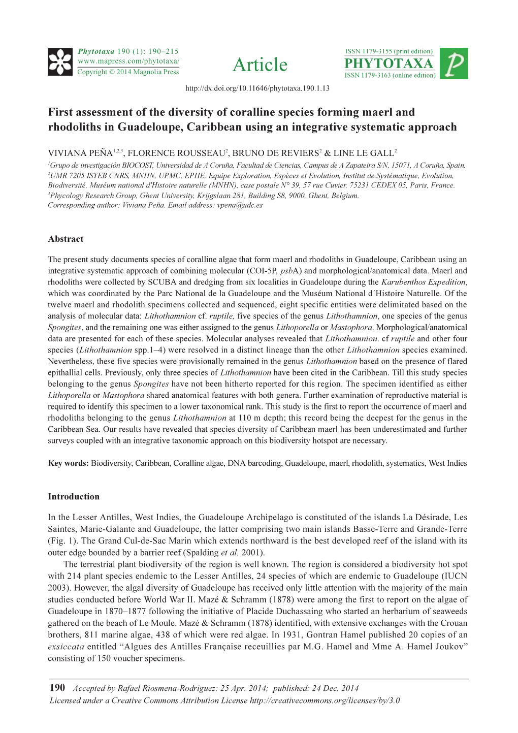 First Assessment of the Diversity of Coralline Species Forming Maerl and Rhodoliths in Guadeloupe, Caribbean Using an Integrative Systematic Approach