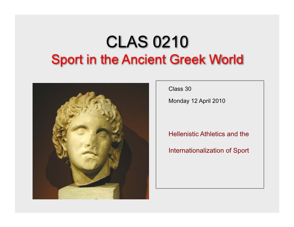 Sport in the Ancient Greek World