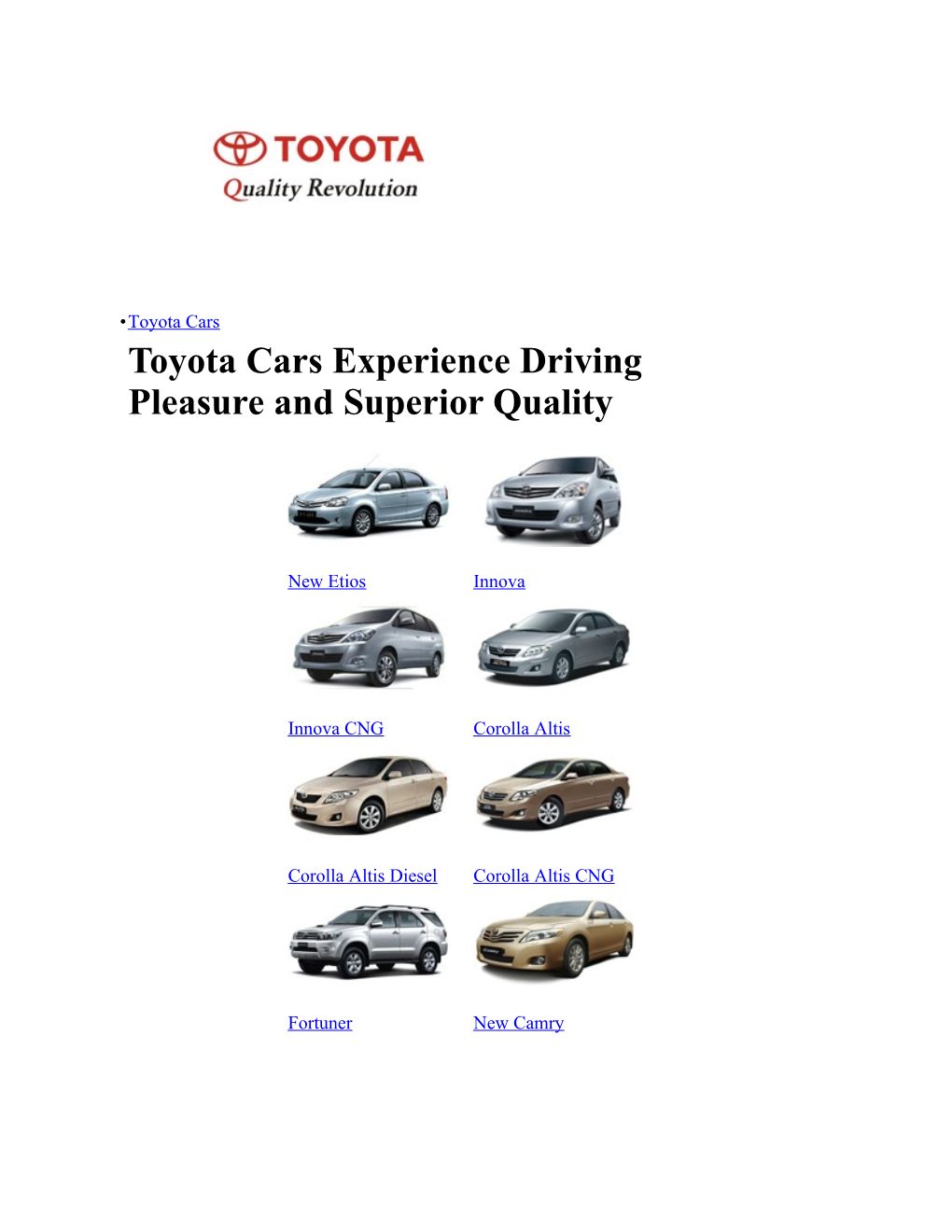 Toyota Cars Experience Driving Pleasure and Superior Quality