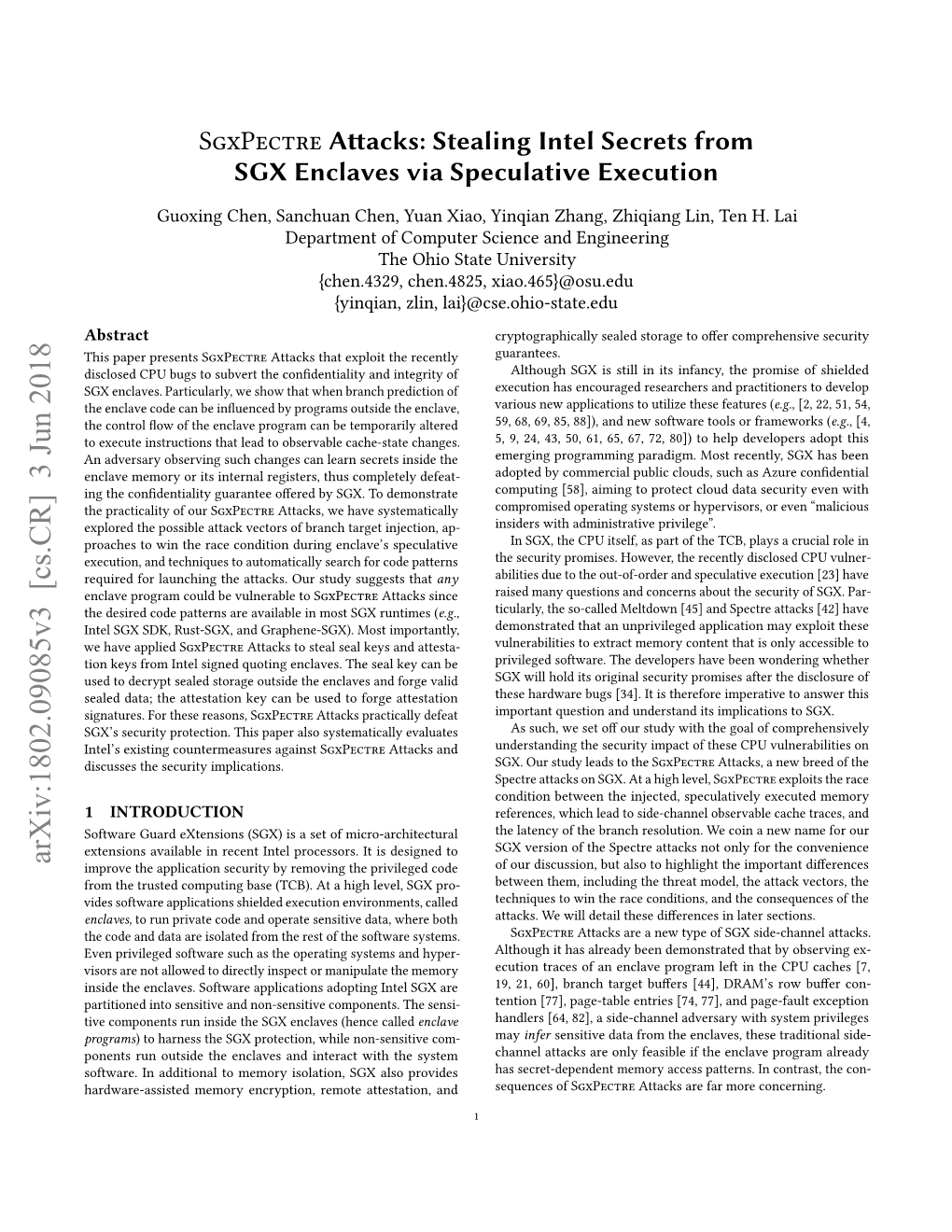 Stealing Intel Secrets from SGX Enclaves Via Speculative Execution