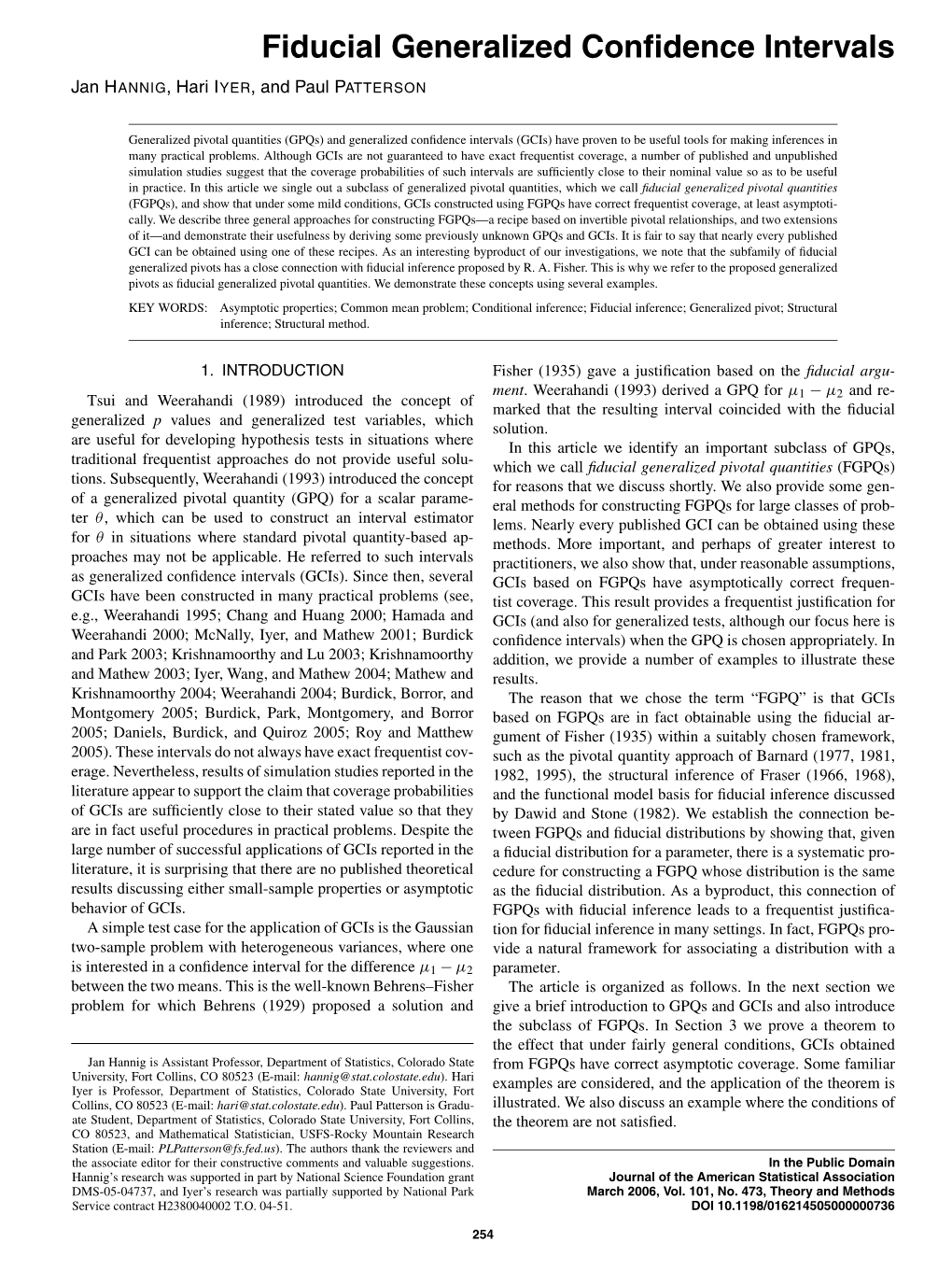 Fiducial Generalized Confidence Intervals