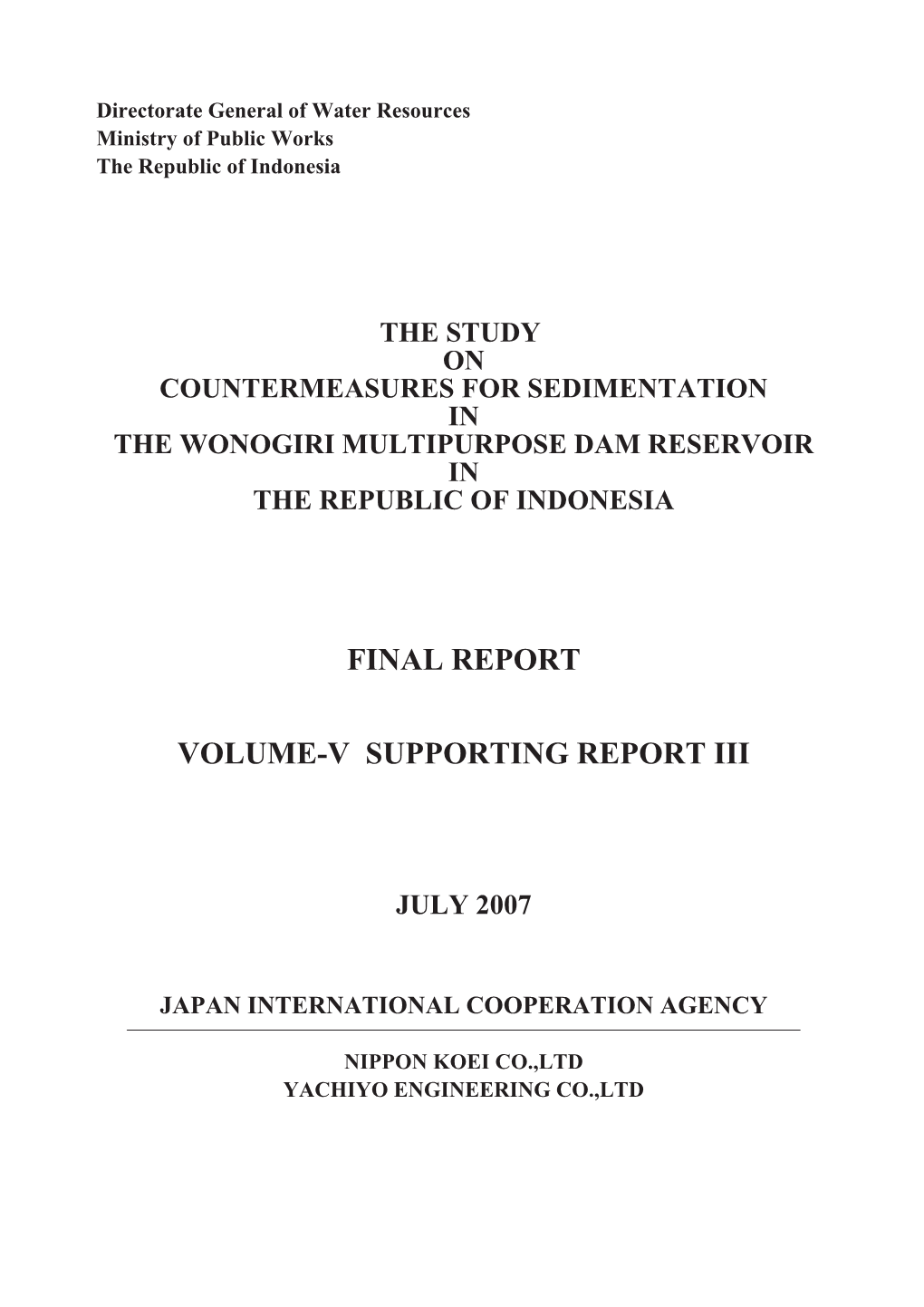 Final Report Volume-V Supporting Report