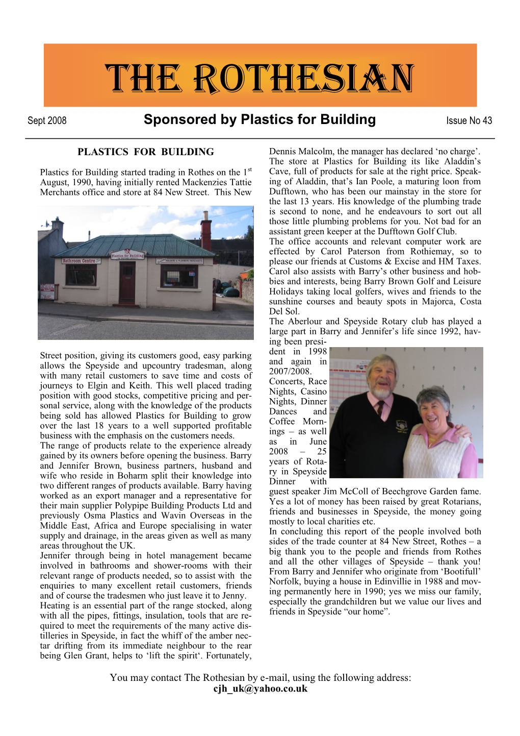 Sponsored by Plastics for Building Issue No 43