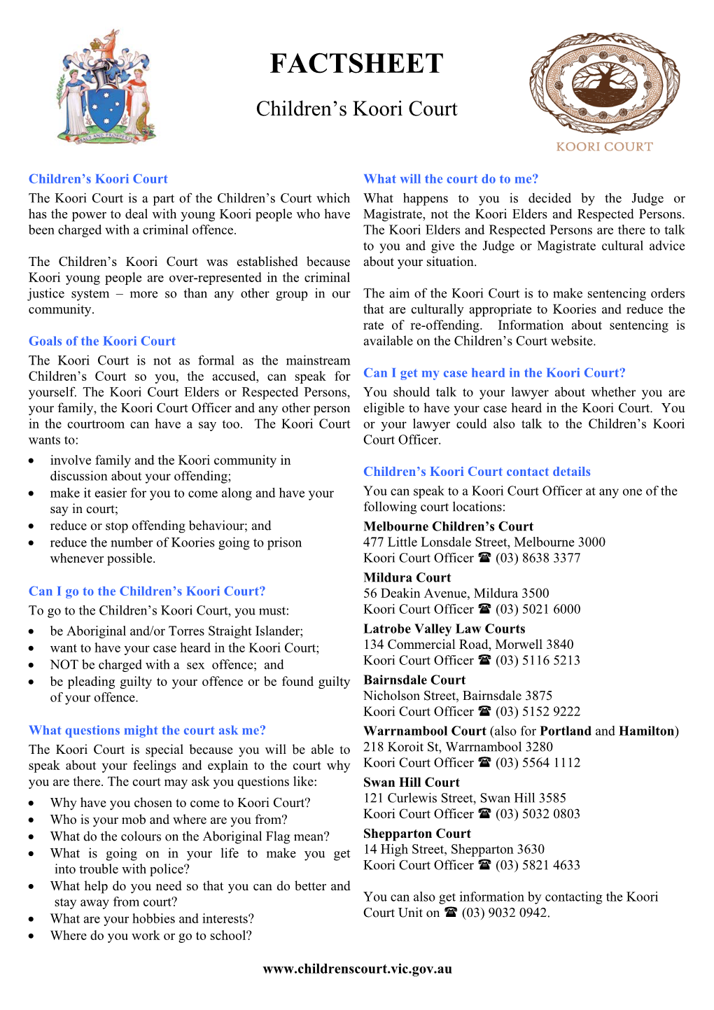 Children's Koori Court Factsheet