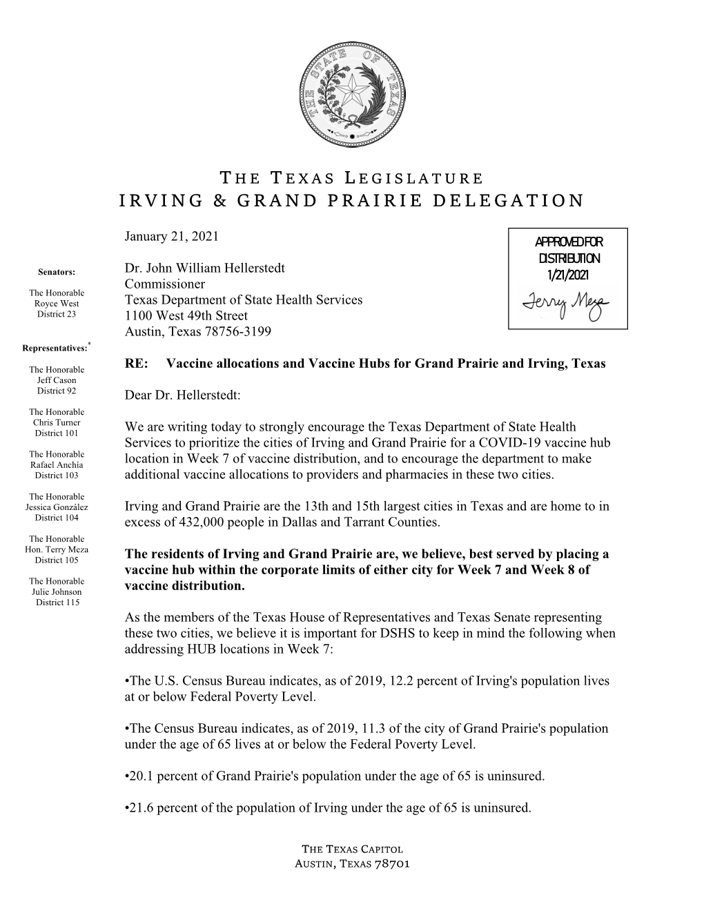 Th E Texas Legislature Irving & Grand Prairie Delegation