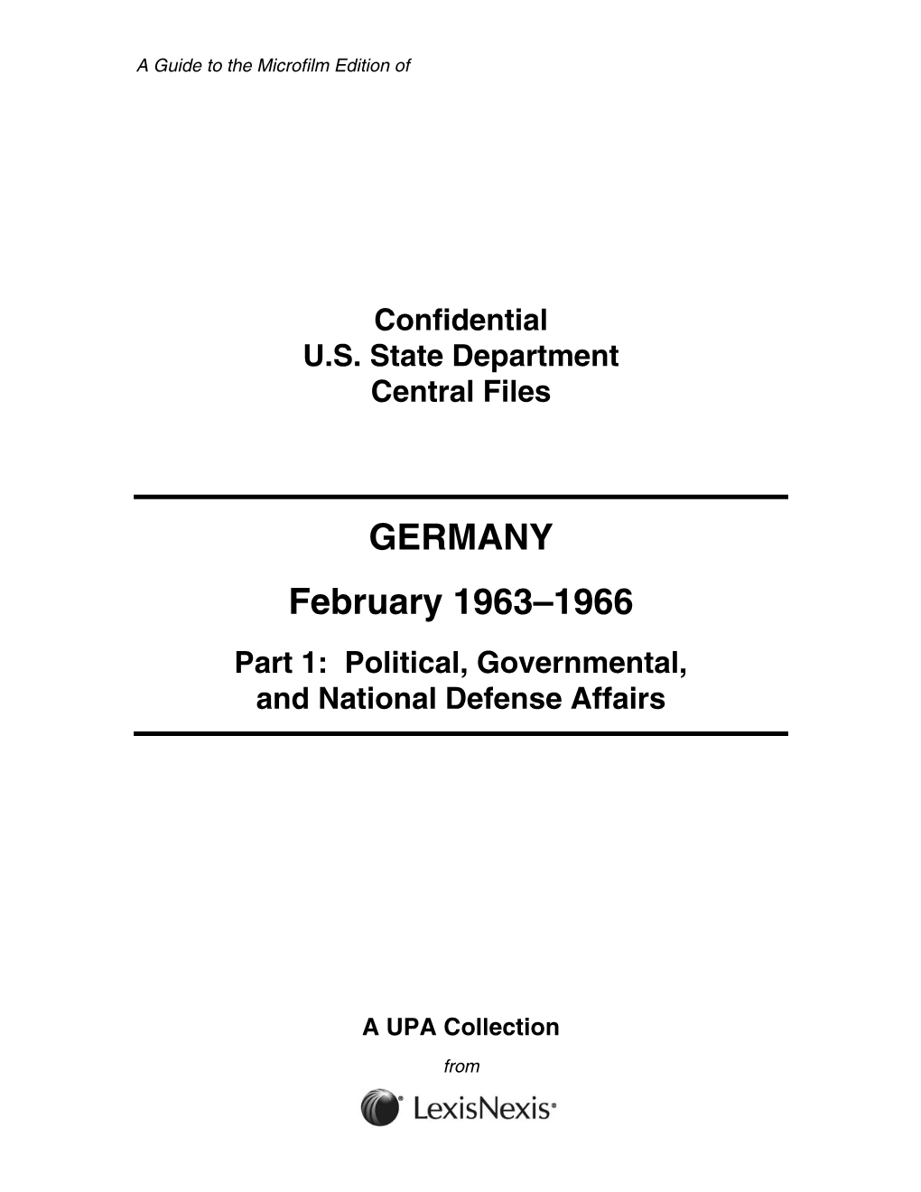 GERMANY February 1963–1966
