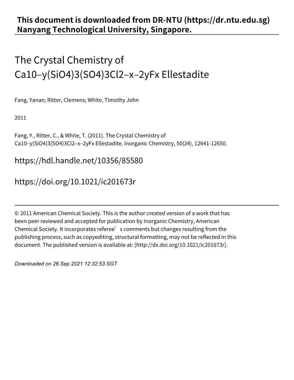 The Crystal Chemistry of Ca10–Y(Sio4)3(SO4)3Cl2–X–2Yfx Ellestadite