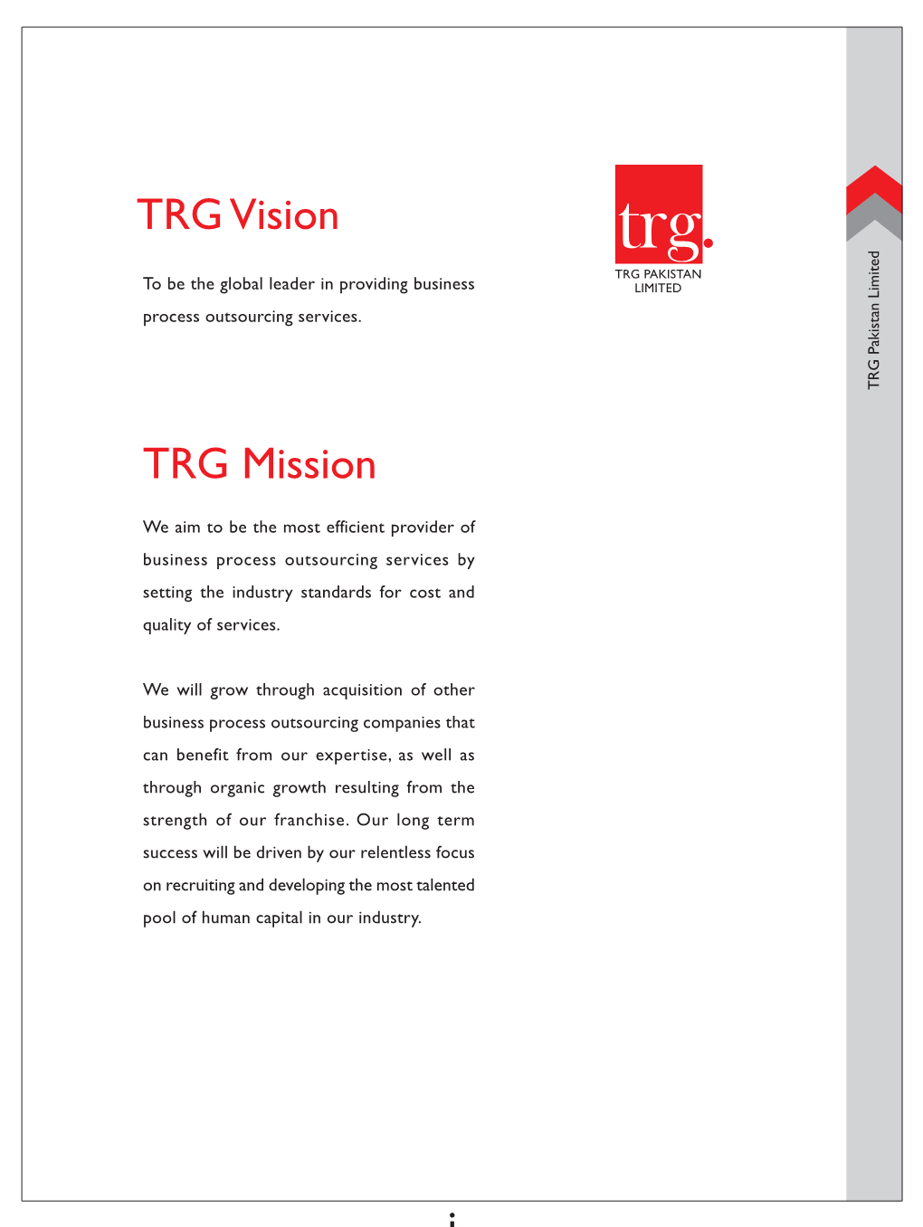 TRG Vision TRG Mission I