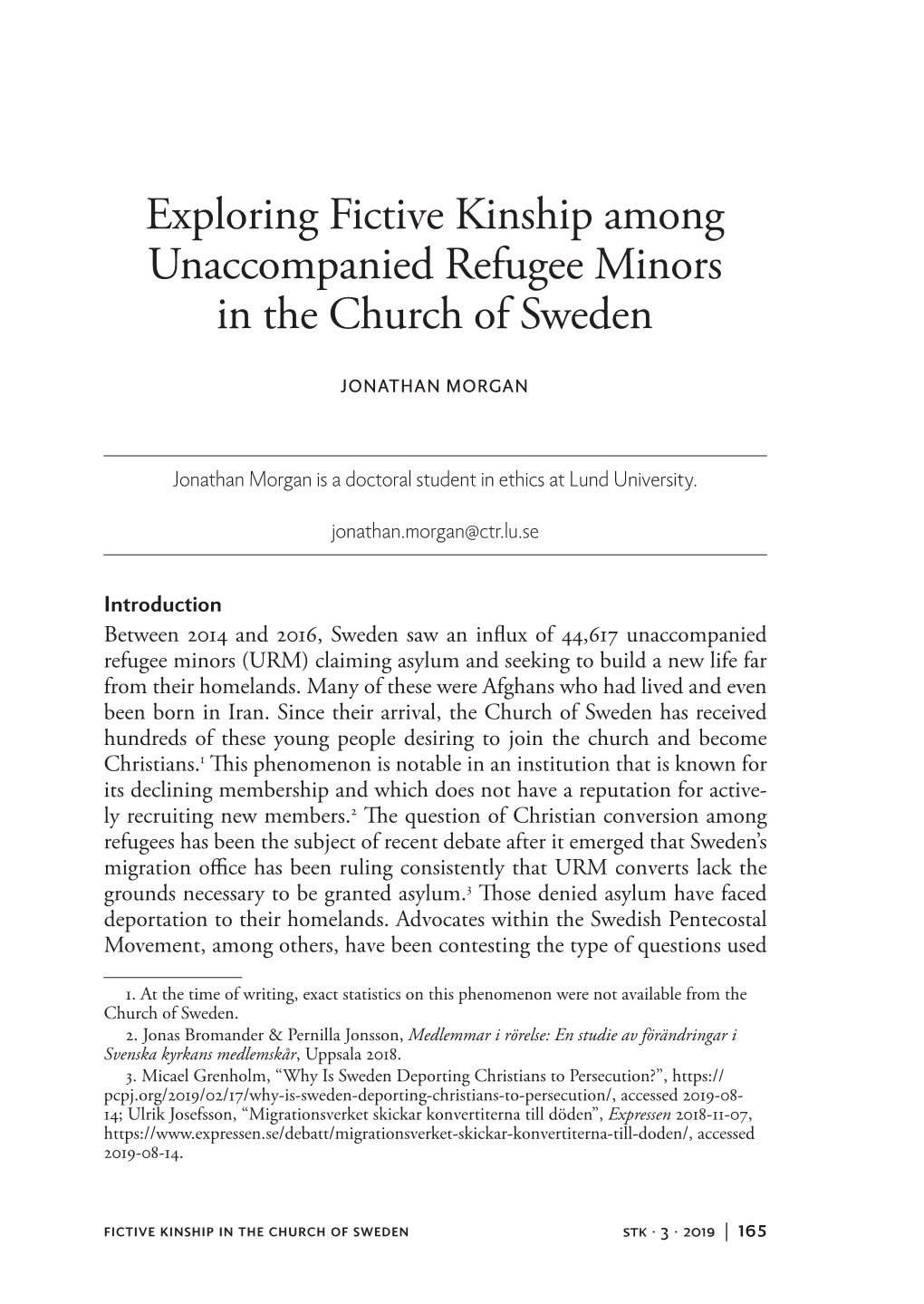 Exploring Fictive Kinship Among Unaccompanied Refugee Minors in the Church of Sweden