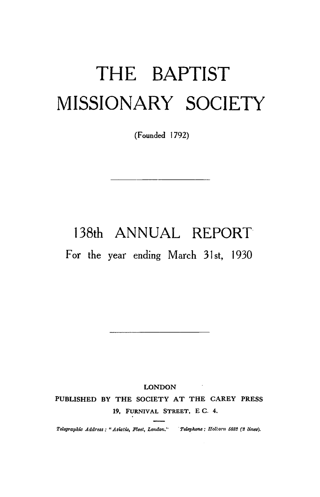 The Baptist Missionary Society