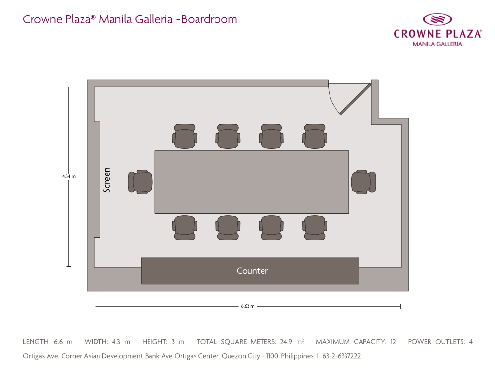 Crowne Plaza® Manila Galleria -Boardroom