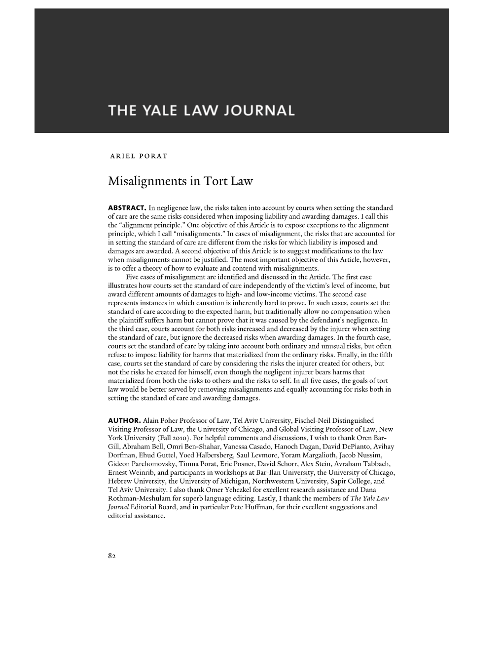 Misalignments in Tort Law