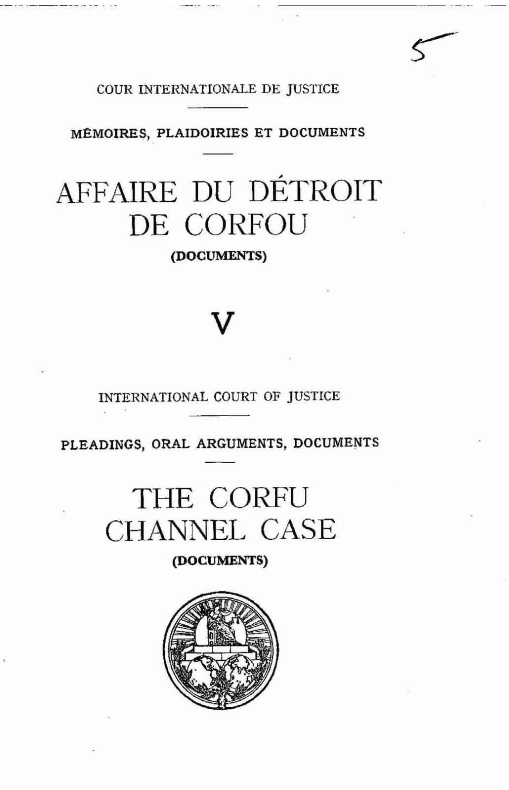 Affaire Du Détroit De Corfou Channel Case