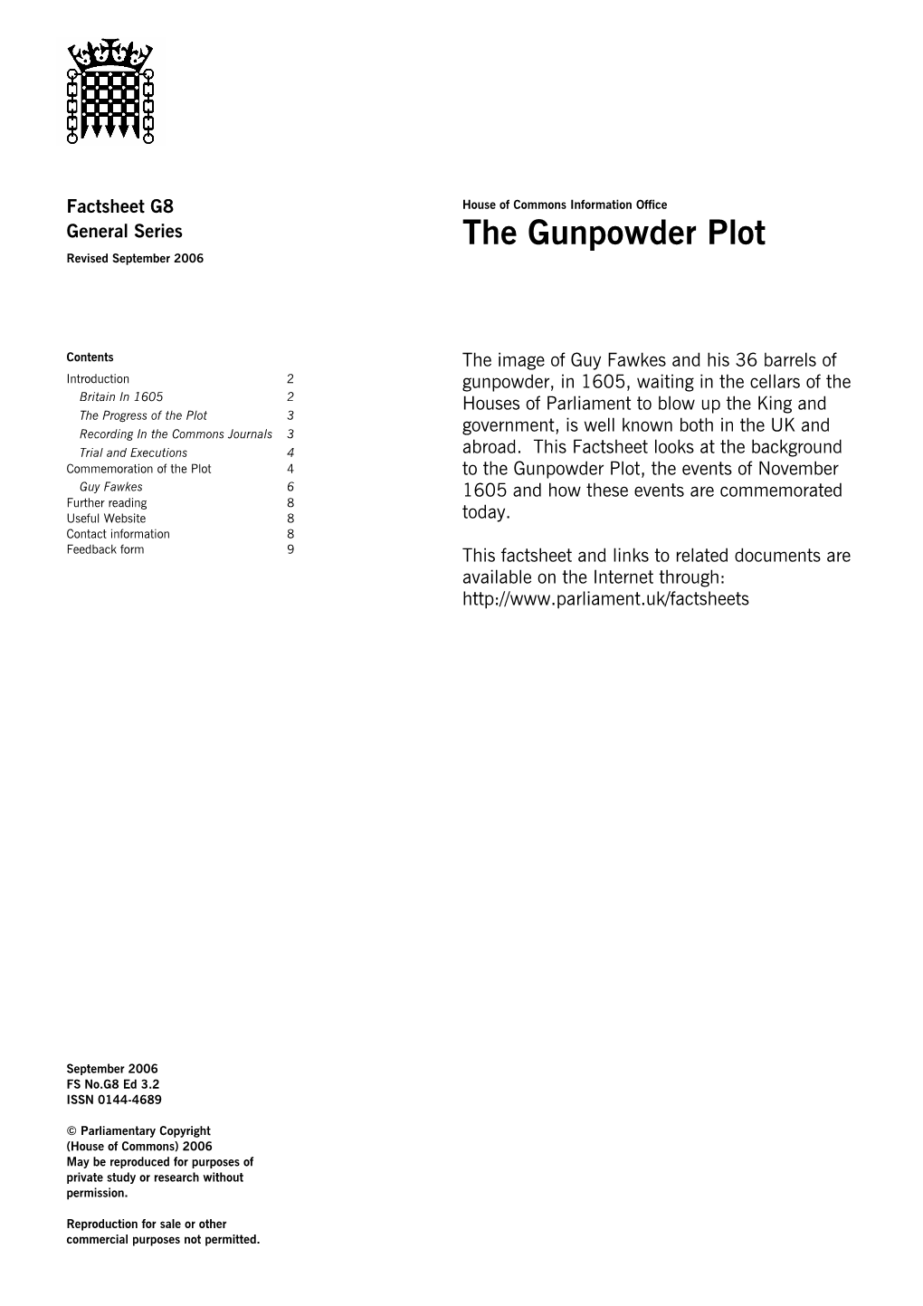 The Gunpowder Plot Revised September 2006