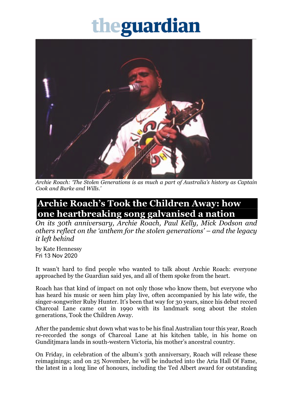 Archie Roach's Took the Children Away