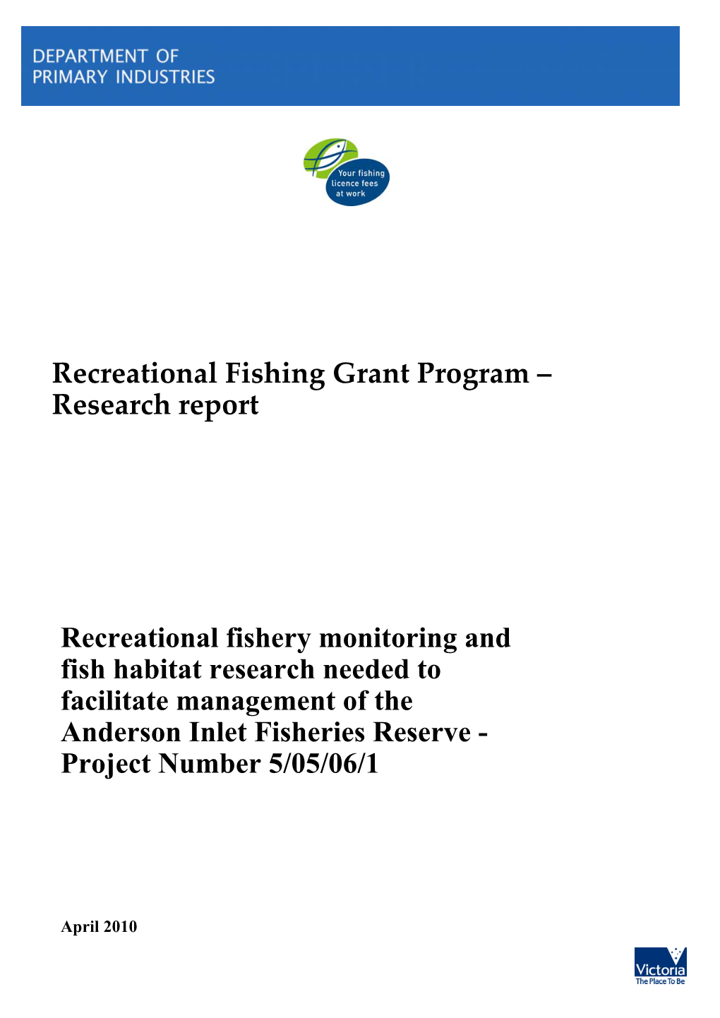 Recreational Fishing Grant Program – Research Report