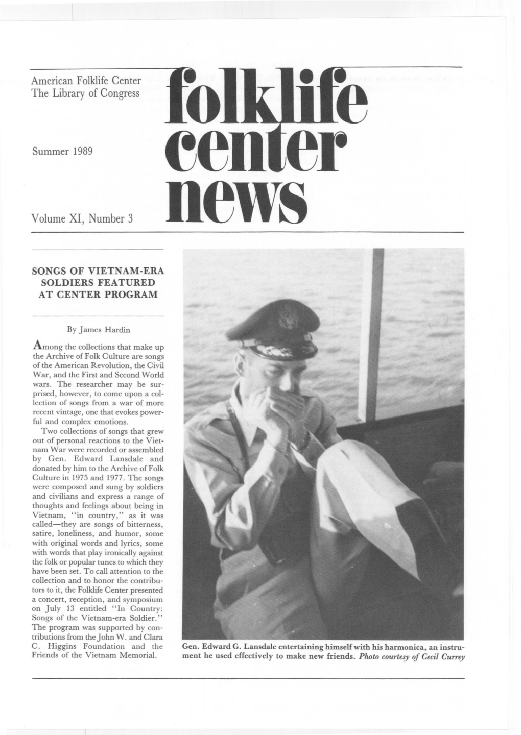 Folklife Center News, Volume 11 Number 3 (Summer 1989). American Folklife Center, Library of Congress