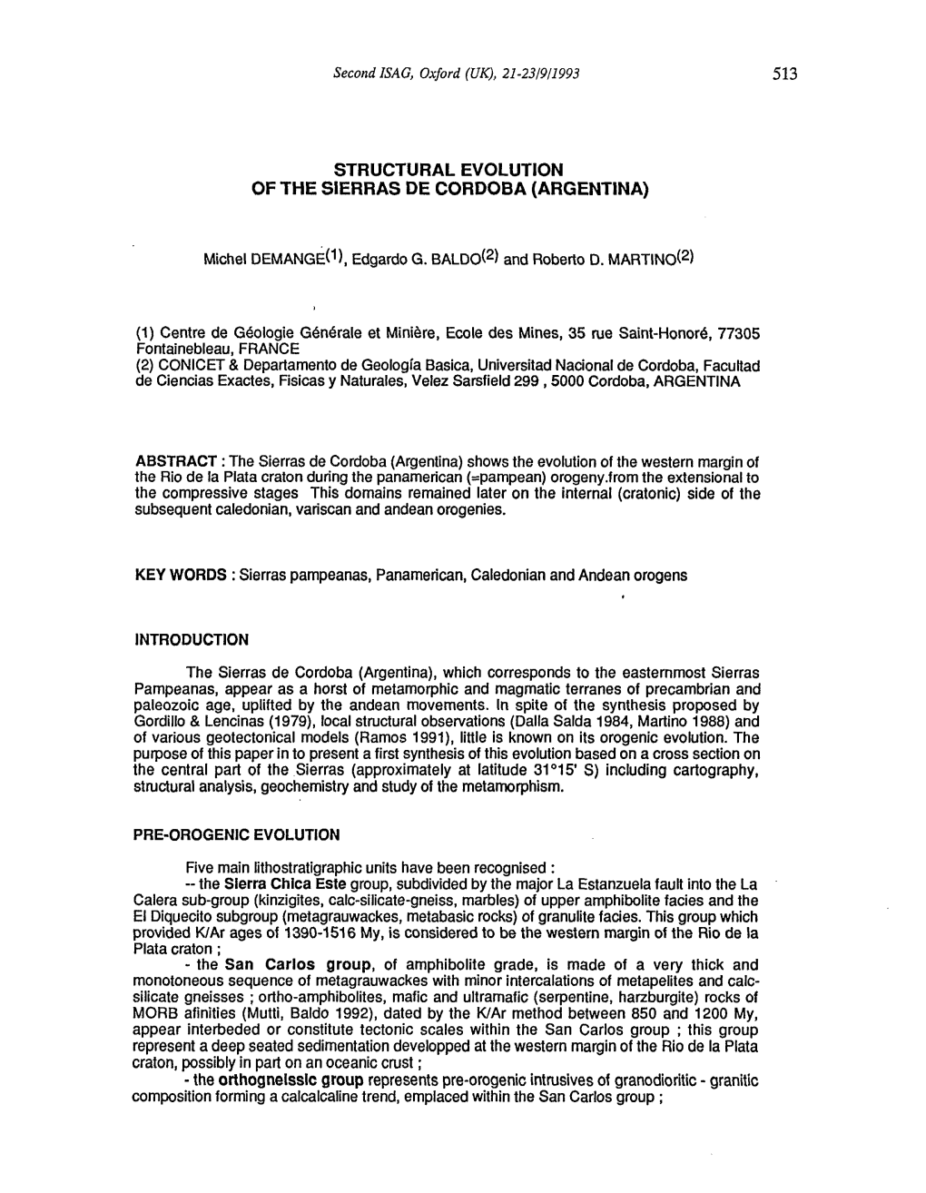 Structural Evolution of the Sierras De Cordoba (Argentina)