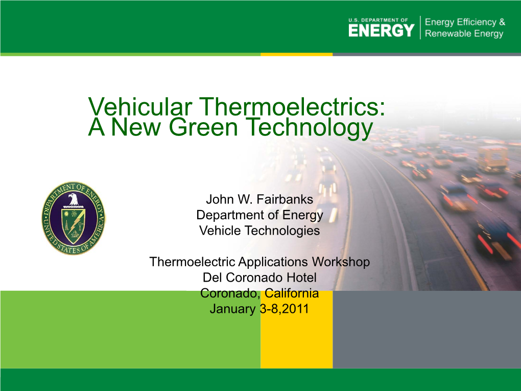 Vehicular Thermoelectrics: a New Green Technology