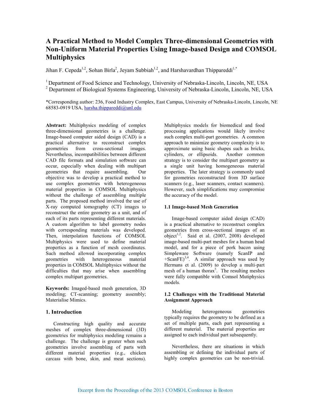 A Practical Method to Model Complex Three-Dimensional Geometries with Non-Uniform Material Properties Using Image-Based Design and COMSOL Multiphysics