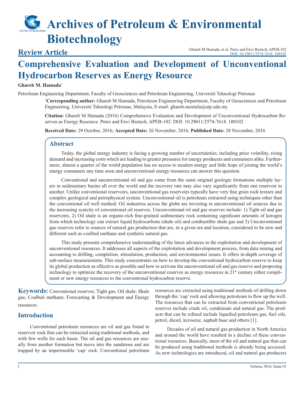 Archives of Petroleum & Environmental Biotechnology