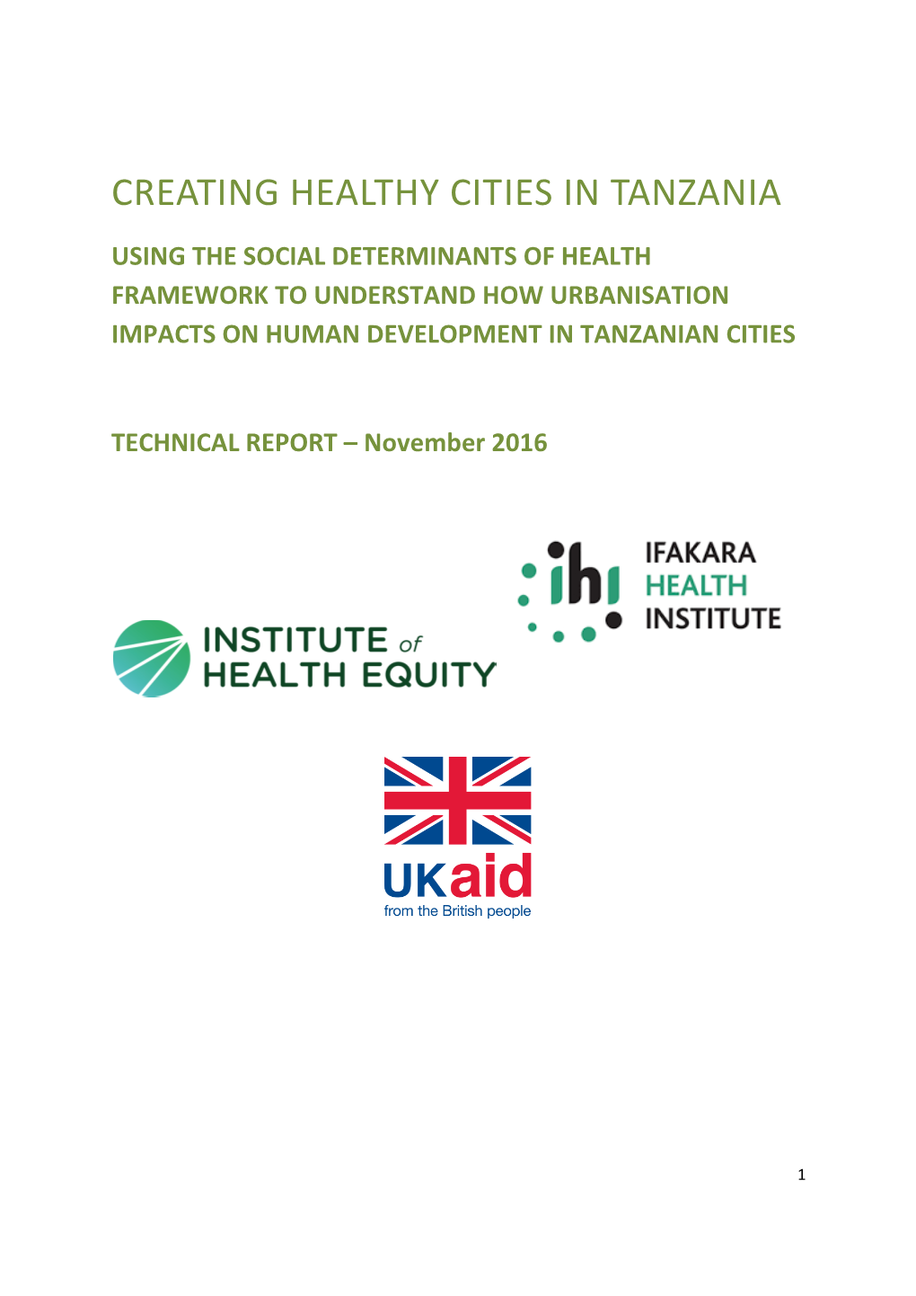 Creating Healthy Cities in Tanzania