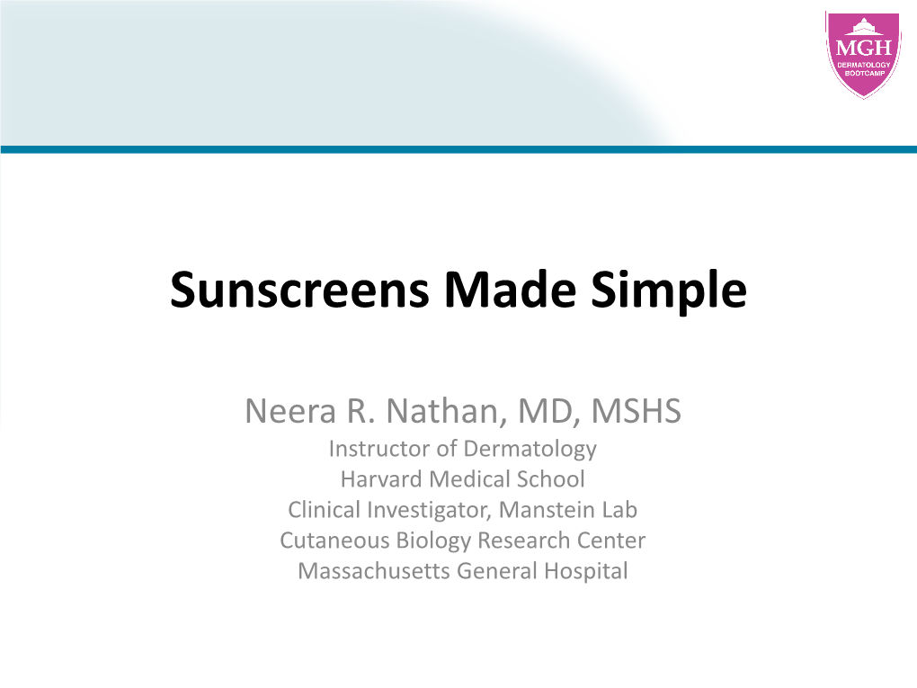 Sunscreens Made Simple