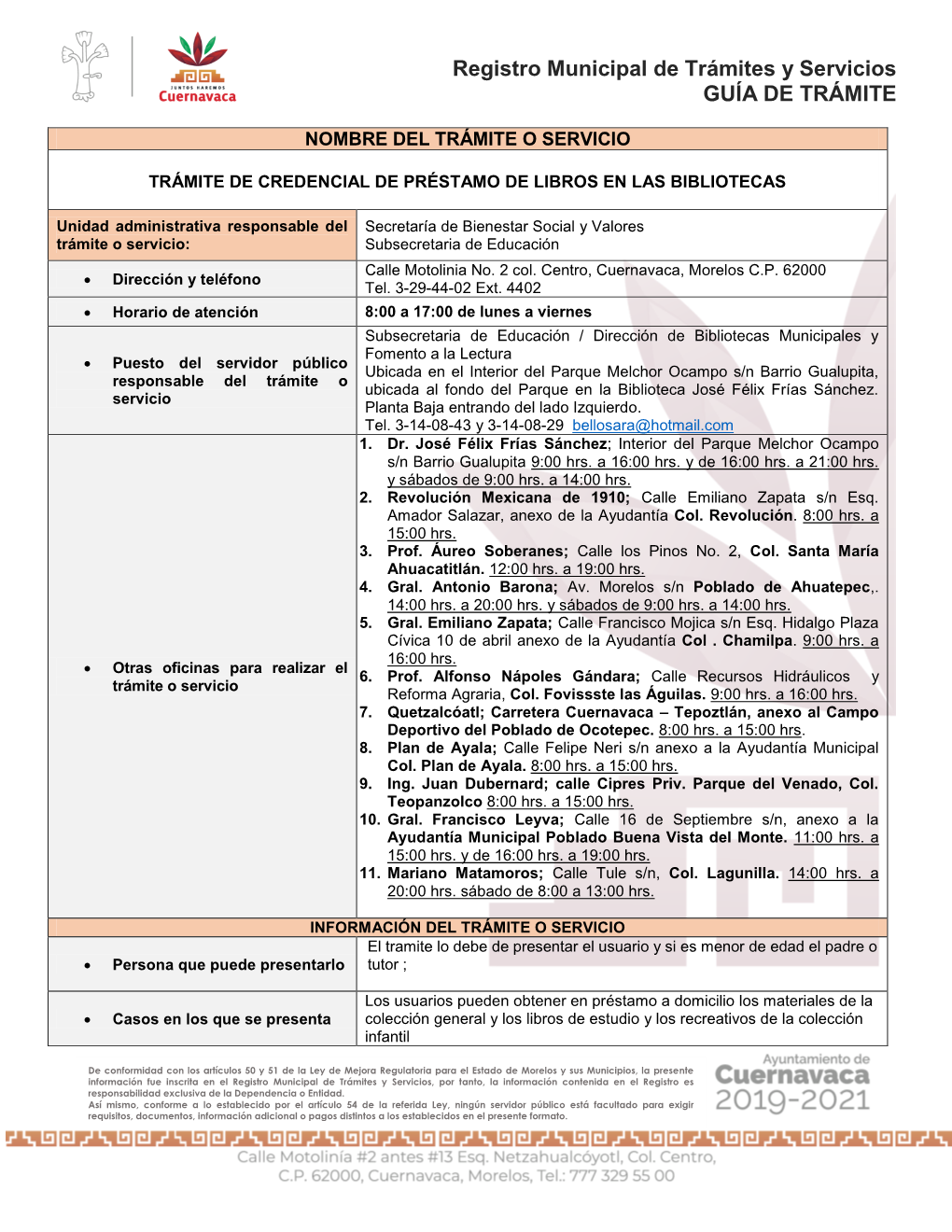 Registro Municipal De Trámites Y Servicios GUÍA DE TRÁMITE