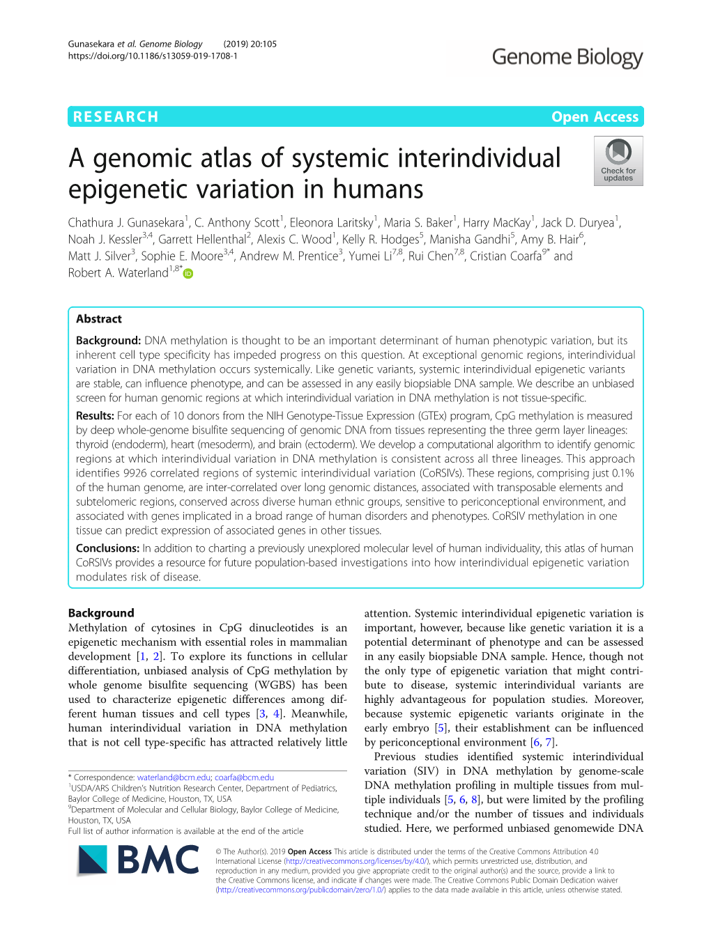 A Genomic Atlas of Systemic Interindividual Epigenetic Variation in Humans Chathura J