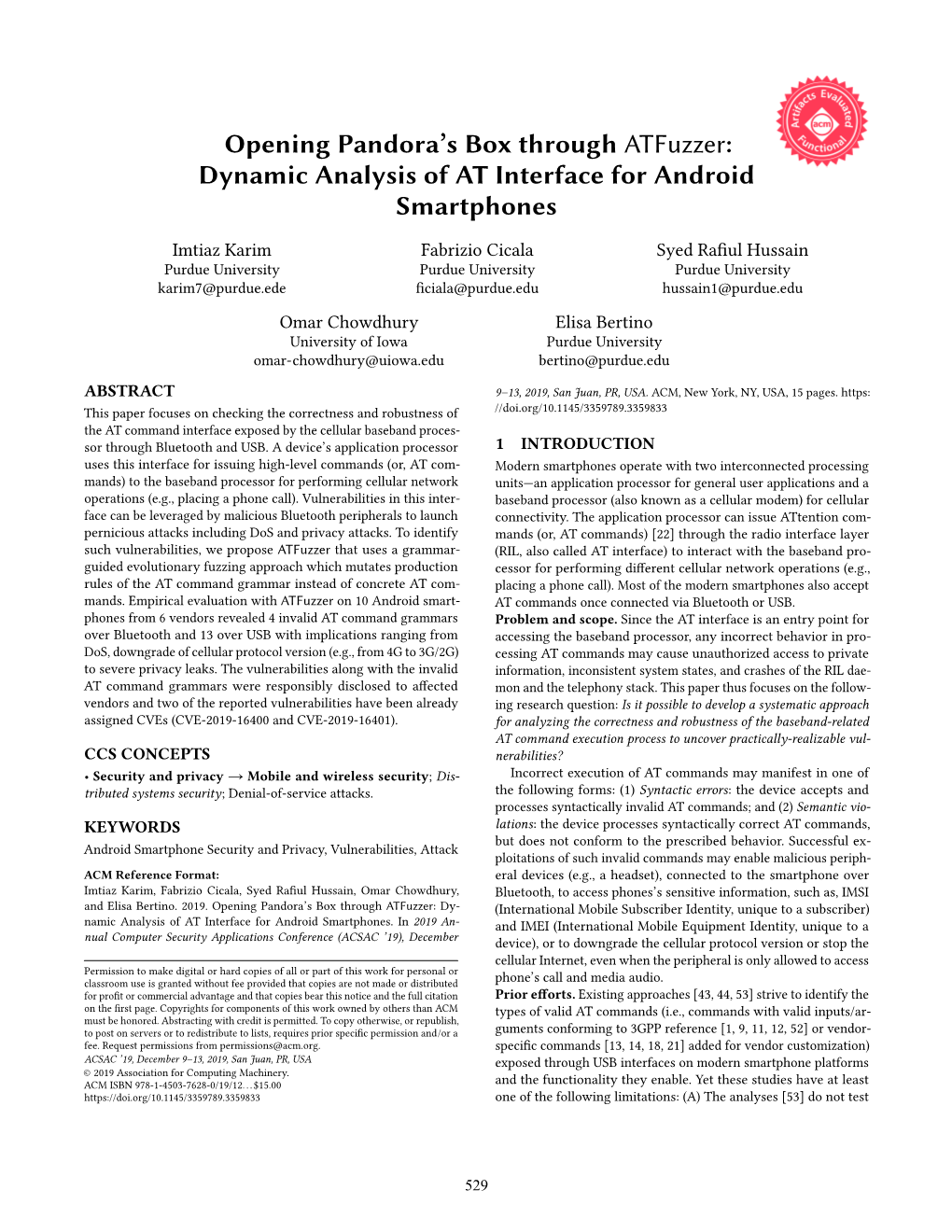 Dynamic Analysis of at Interface for Android Smartphones