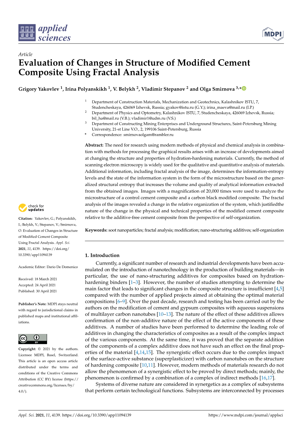 Evaluation of Changes in Structure of Modified Cement Composite Using