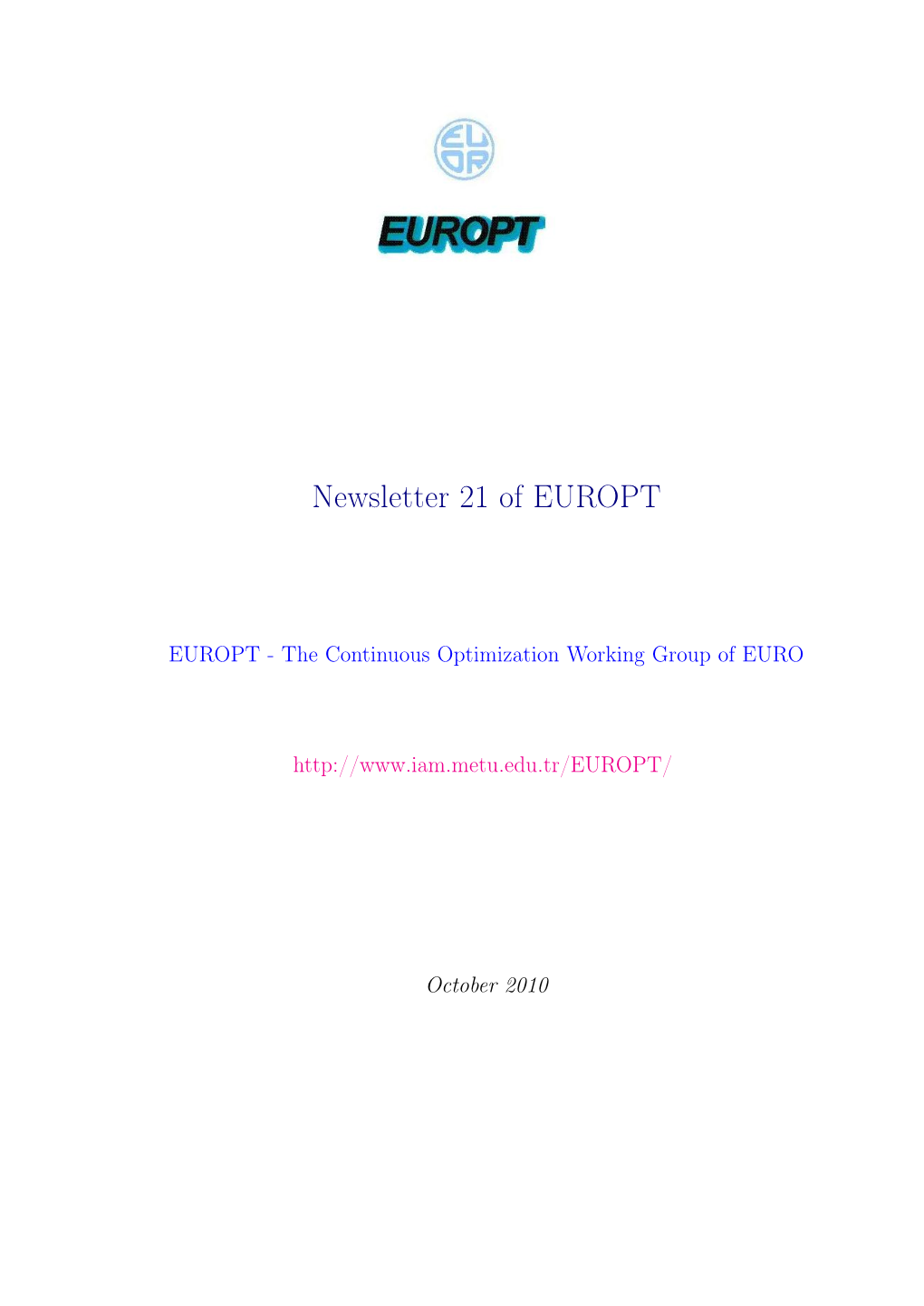 Newsletter 21 of EUROPT