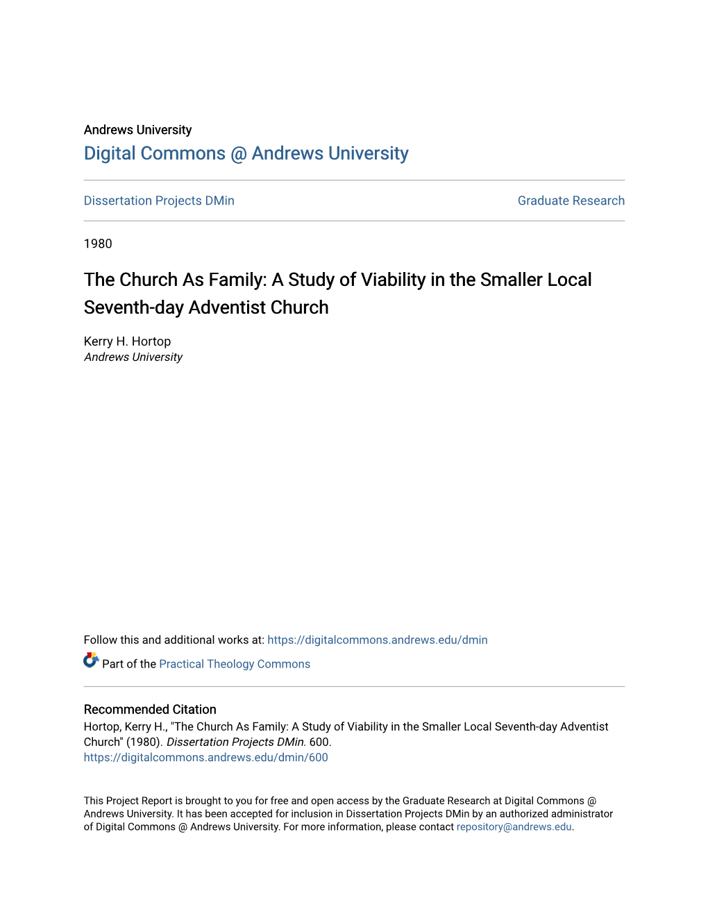 A Study of Viability in the Smaller Local Seventh-Day Adventist Church